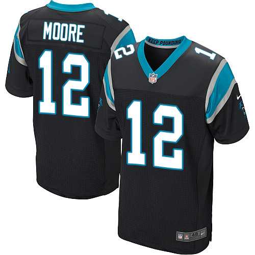 Nike Carolina Panthers #12 DJ Moore Black Team Color Men's Stitched NFL Elite Jersey