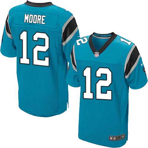Nike Carolina Panthers #12 DJ Moore Blue Alternate Men's Stitched NFL Elite Jersey