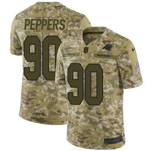 Nike Carolina Panthers #90 Julius Peppers Camo Men's Stitched NFL Limited 2018 Salute To Service Jersey
