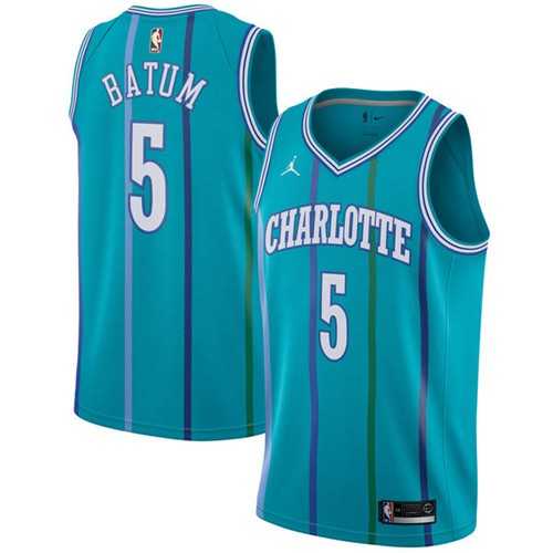 Nike Charlotte Hornets #5 Nicolas Batum Aqua NBA Jordan Swingman Hardwood Classics Jersey