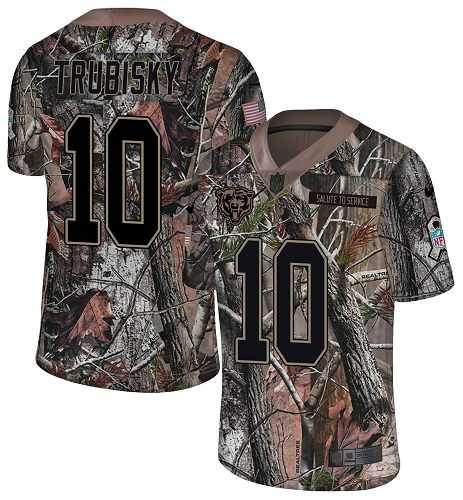 Nike Chicago Bears #10 Mitchell Trubisky Camo Men's Stitched NFL Limited Rush Realtree Jersey