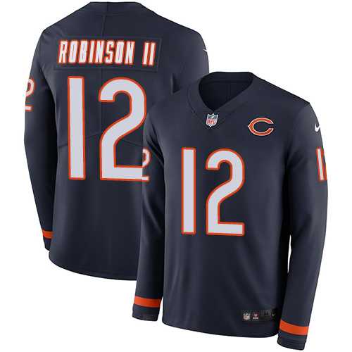 Nike Chicago Bears #12 Allen Robinson II Navy Blue Team Color Men's Stitched NFL Limited Therma Long Sleeve Jersey