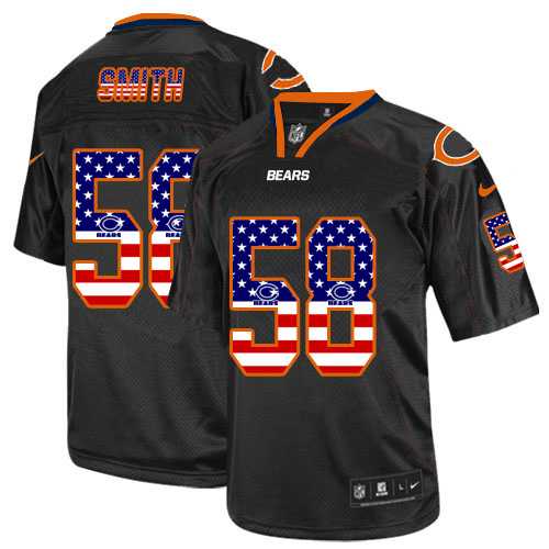 Nike Chicago Bears #58 Roquan Smith Black Men's Stitched NFL Elite USA Flag Fashion Jersey