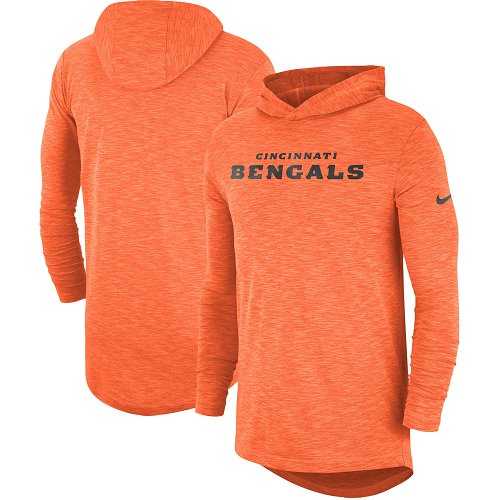 Nike Cincinnati Bengals Orange Sideline Slub Performance Hooded Long Sleeve T-shirt