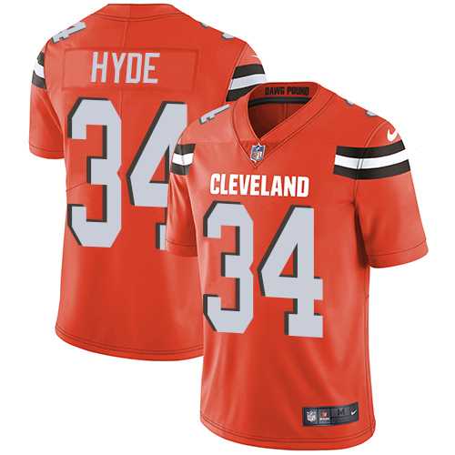 Nike Cleveland Browns #34 Carlos Hyde Orange Alternate Men's Stitched NFL Vapor Untouchable Limited Jersey