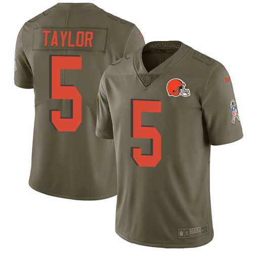 Nike Cleveland Browns #5 Tyrod Taylor Olive Men's Stitched NFL Limited 2017 Salute To Service Jersey