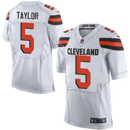 Nike Cleveland Browns #5 Tyrod Taylor White Men's Stitched NFL Elite Jersey