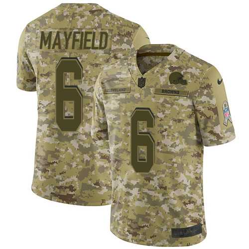 Nike Cleveland Browns #6 Baker Mayfield Camo Men's Stitched NFL Limited 2018 Salute To Service Jersey