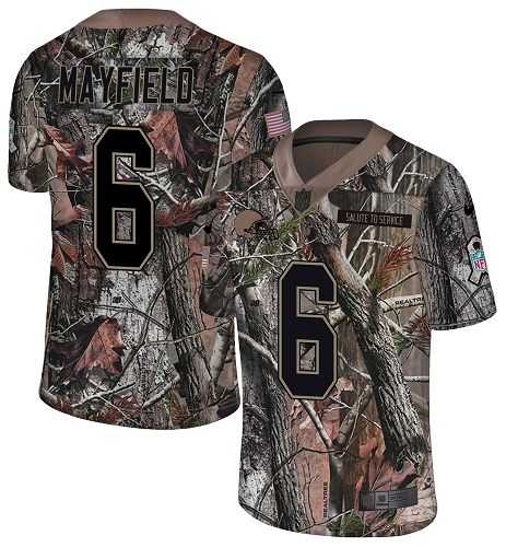 Nike Cleveland Browns #6 Baker Mayfield Camo Men's Stitched NFL Limited Rush Realtree Jersey