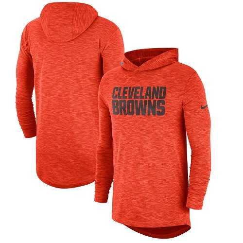 Nike Cleveland Browns Orange Sideline Slub Performance Hooded Long Sleeve T-shirt
