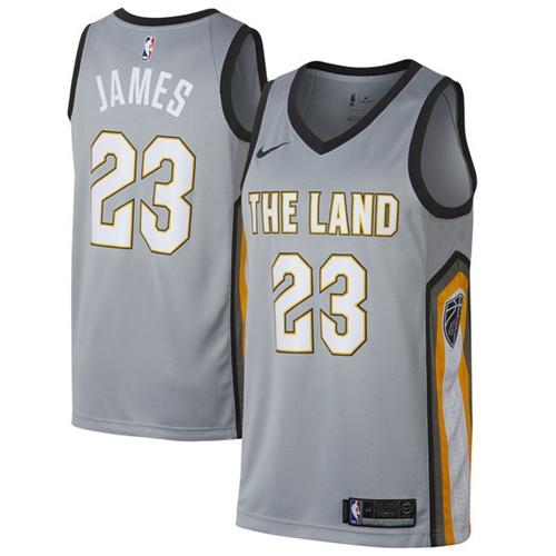 Nike Cleveland Cavaliers #23 LeBron James Gray NBA Swingman City Edition Jersey