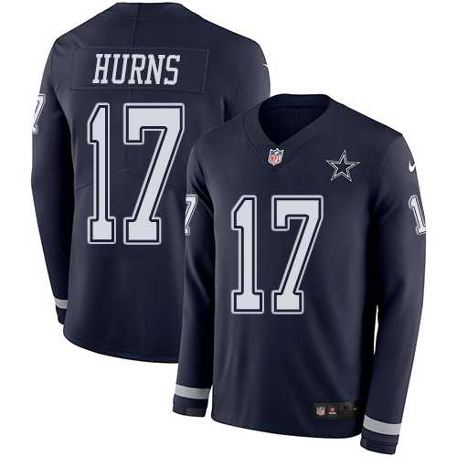 Nike Dallas Cowboys #17 Allen Hurns Navy Blue Team Color Men's Stitched NFL Limited Therma Long Sleeve Jersey