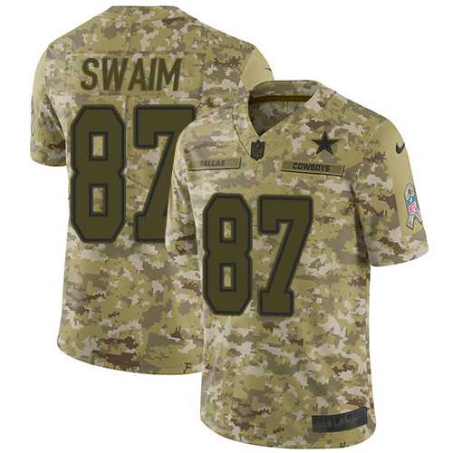 Nike Dallas Cowboys #87 Geoff Swaim Camo Men's Stitched NFL Limited 2018 Salute To Service Jersey