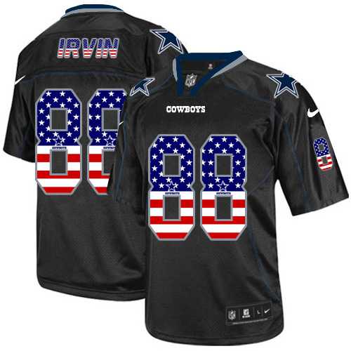 Nike Dallas Cowboys #88 Michael Irvin Black Men's Stitched NFL Elite USA Flag Fashion Jersey