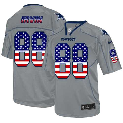 Nike Dallas Cowboys #88 Michael Irvin Grey Men's Stitched NFL Elite USA Flag Fashion Jersey