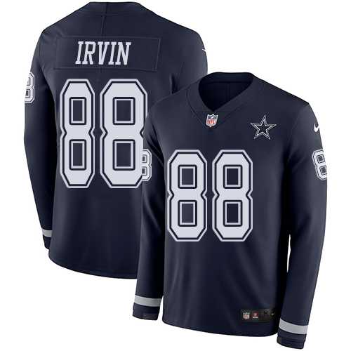 Nike Dallas Cowboys #88 Michael Irvin Navy Blue Team Color Men's Stitched NFL Limited Therma Long Sleeve Jersey