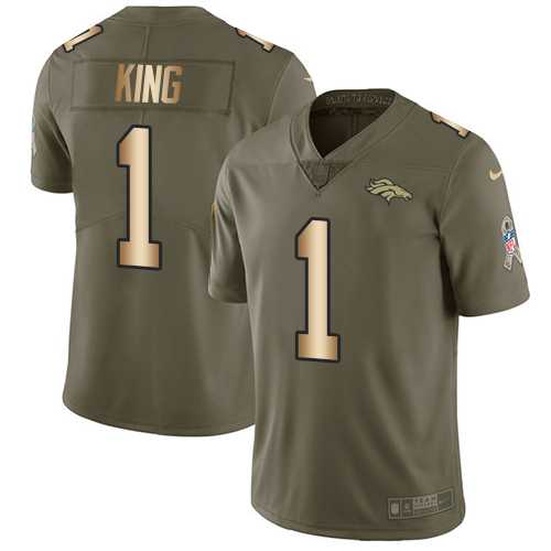 Nike Denver Broncos #1 Marquette King Olive Gold Men's Stitched NFL Limited 2017 Salute To Service Jersey