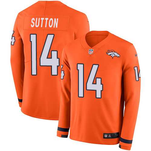 Nike Denver Broncos #14 Courtland Sutton Orange Team Color Men's Stitched NFL Limited Therma Long Sleeve Jersey