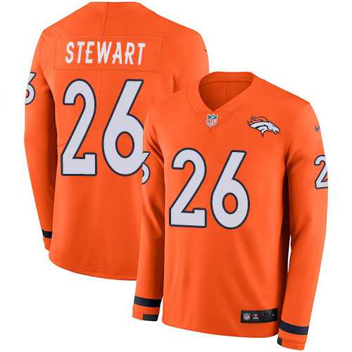 Nike Denver Broncos #26 Darian Stewart Orange Team Color Men's Stitched NFL Limited Therma Long Sleeve Jersey