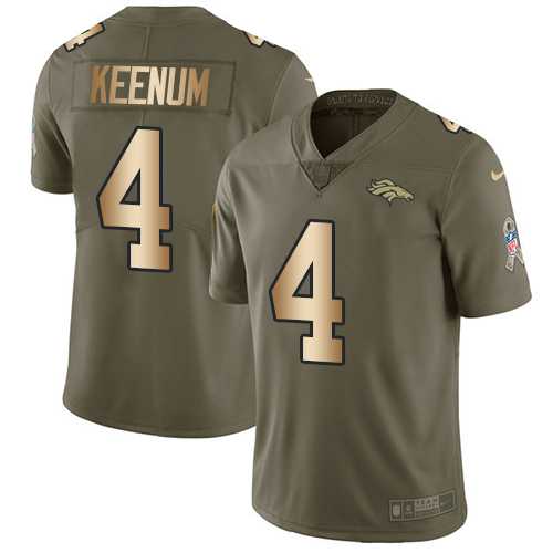 Nike Denver Broncos #4 Case Keenum Olive Gold Men's Stitched NFL Limited 2017 Salute To Service Jersey