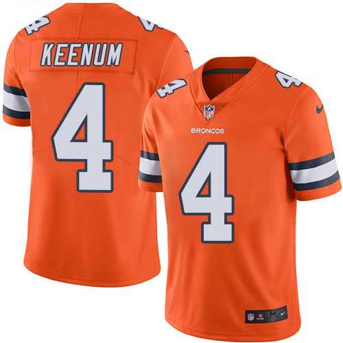 Nike Denver Broncos #4 Case Keenum Orange Men's Stitched NFL Limited Rush Jersey