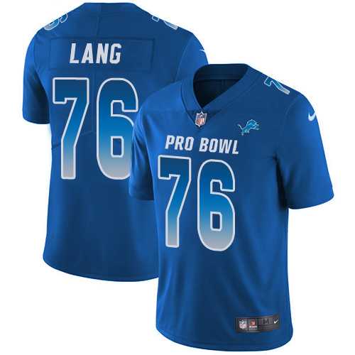 Nike Detroit Lions #76 T.J. Lang Royal Men's Stitched NFL Limited NFC 2018 Pro Bowl Jersey