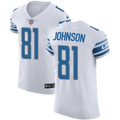Nike Detroit Lions #81 Calvin Johnson White Men's Stitched NFL Vapor Untouchable Elite Jersey