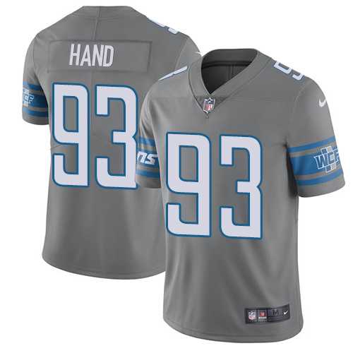 Nike Detroit Lions #93 Da'Shawn Hand Gray Men's Stitched NFL Limited Rush Jersey