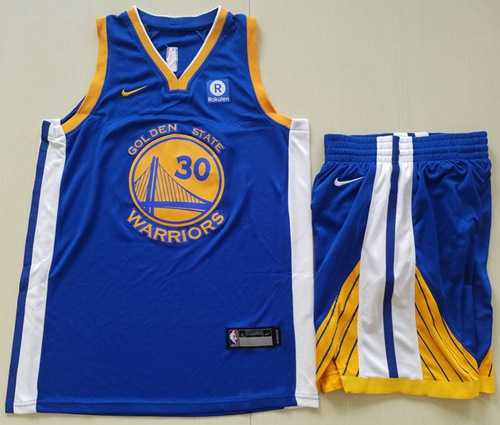Nike Golden State Warriors #30 Stephen Curry Blue A Set NBA Swingman Icon Edition Jersey