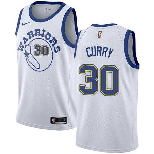 Nike Golden State Warriors #30 Stephen Curry White Throwback NBA Swingman Hardwood Classics Jersey