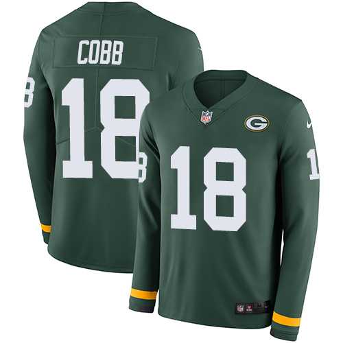 Nike Green Bay Packers #18 Randall Cobb Green Team Color Men's Stitched NFL Limited Therma Long Sleeve Jersey