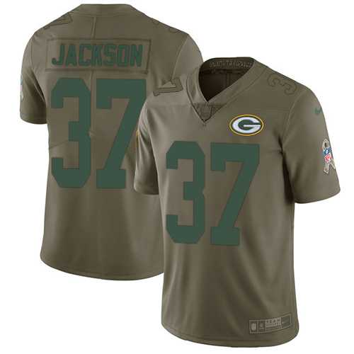 Nike Green Bay Packers #37 Josh Jackson Olive Men's Stitched NFL Limited 2017 Salute To Service Jersey