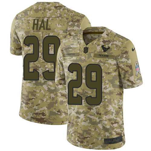 Nike Houston Texans #29 Andre Hal Camo Men's Stitched NFL Limited 2018 Salute To Service Jersey