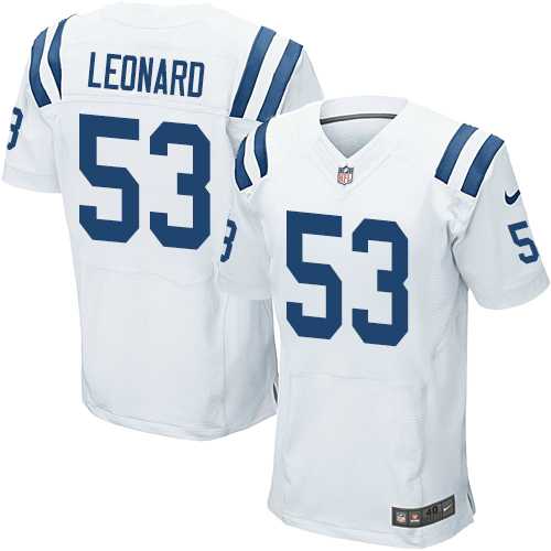 Nike Indianapolis Colts #53 Darius Leonard White Men's Stitched NFL Elite Jersey