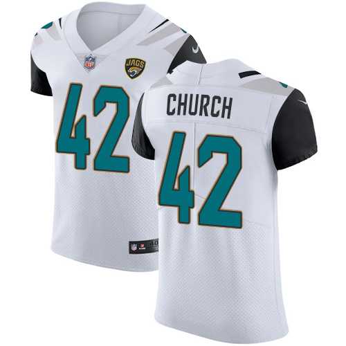 Nike Jacksonville Jaguars #42 Barry Church White Men's Stitched NFL Vapor Untouchable Elite Jersey