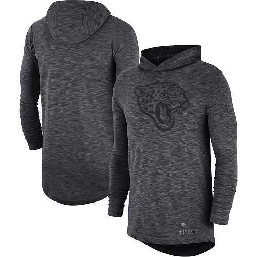 Nike Jacksonville Jaguars Heathered Charcoal Fan Gear Tonal Slub Hooded Long Sleeve T-Shirt