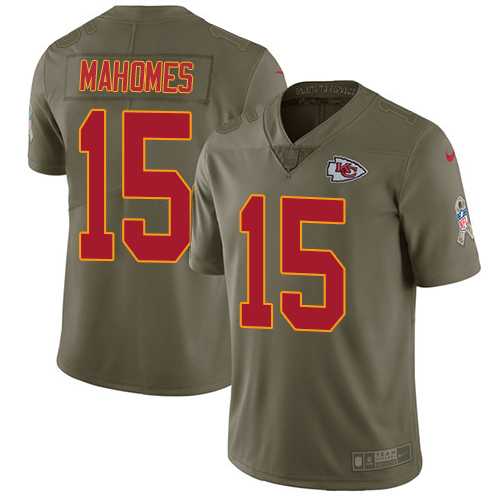 Nike Kansas City Chiefs #15 Patrick Mahomes Olive Men's Stitched NFL Limited 2017 Salute to Service Jersey
