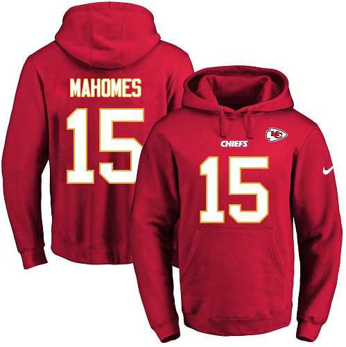 Nike Kansas City Chiefs #15 Patrick Mahomes Red Name & Number Pullover NFL Hoodie
