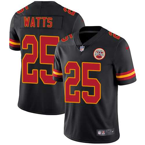 Nike Kansas City Chiefs #25 Armani Watts Black Men's Stitched NFL Limited Rush Jersey