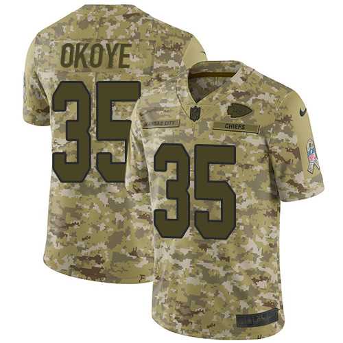 Nike Kansas City Chiefs #35 Christian Okoye Camo Men's Stitched NFL Limited 2018 Salute To Service Jersey