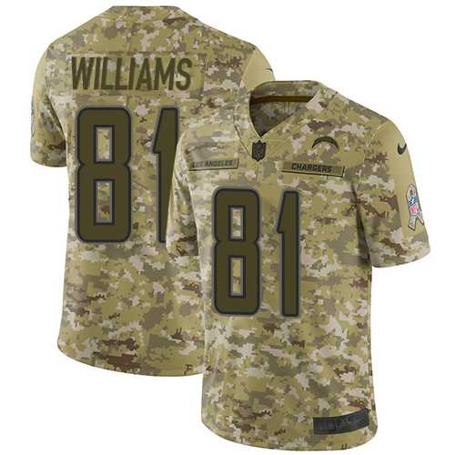 Nike Los Angeles Chargers #81 Mike Williams Camo Men's Stitched NFL Limited 2018 Salute To Service Jersey