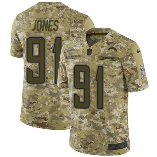 Nike Los Angeles Chargers #91 Justin Jones Camo Men's Stitched NFL Limited 2018 Salute To Service Jersey
