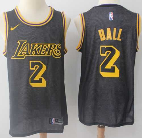 Nike Los Angeles Lakers #2 Lonzo Ball Black NBA Swingman City Edition Jersey