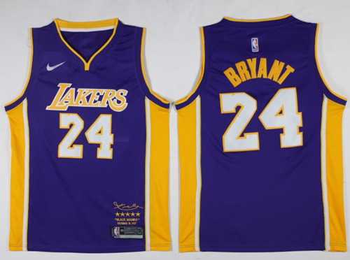 Nike Los Angeles Lakers #24 Kobe Bryant Purple NBA Swingman Black Mamba December 18. 2017 Jersey