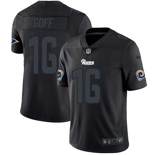 Nike Los Angeles Rams #16 Jared Goff Black Men's Stitched NFL Limited Rush Impact Jersey