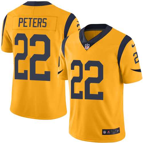 Nike Los Angeles Rams #22 Marcus Peters Gold Men's Stitched NFL Limited Rush Jersey