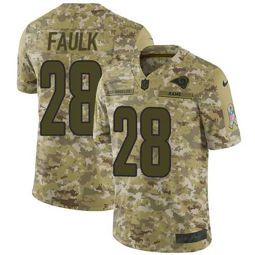 Nike Los Angeles Rams #28 Marshall Faulk Camo Men's Stitched NFL Limited 2018 Salute To Service Jersey