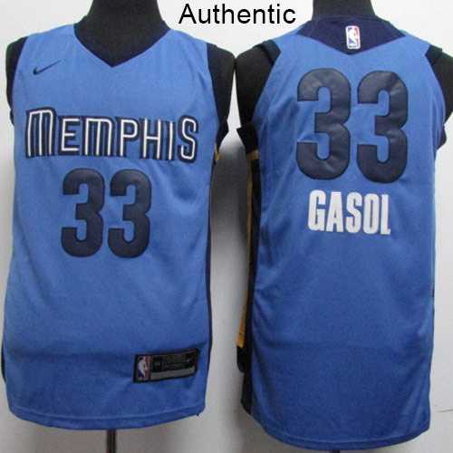 Nike Memphis Grizzlies #33 Marc Gasol Light Blue NBA Authentic Statement Edition Jersey