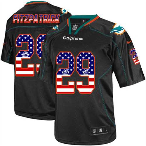 Nike Miami Dolphins #29 Minkah Fitzpatrick Black Men's Stitched NFL Elite USA Flag Fashion Jersey