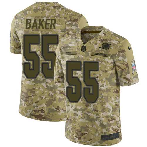 Nike Miami Dolphins #55 Jerome Baker Camo Men's Stitched NFL Limited 2018 Salute To Service Jersey